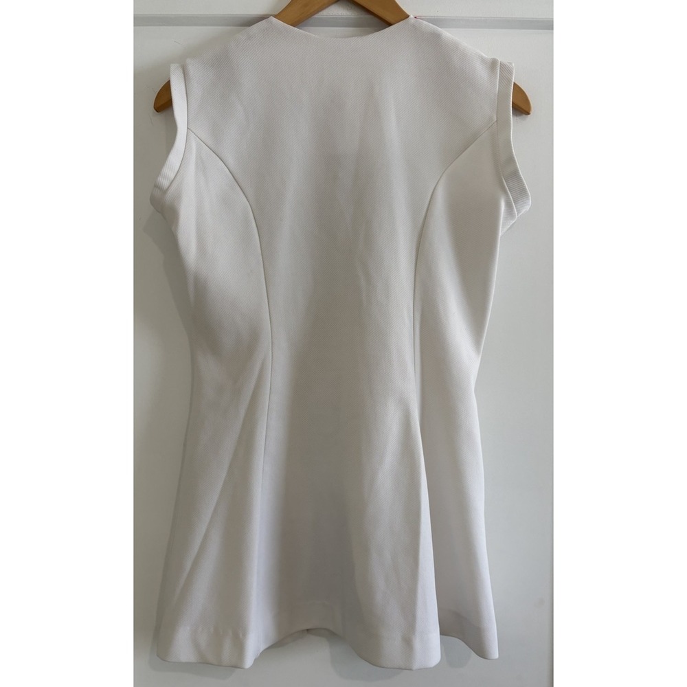 Vtg 70s Zazie London Mod Tennis Dress White Pleated Mini Red Blue XS S 17" P2P - Picture 2 of 11